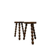 Pair of turned stools in brutalist style