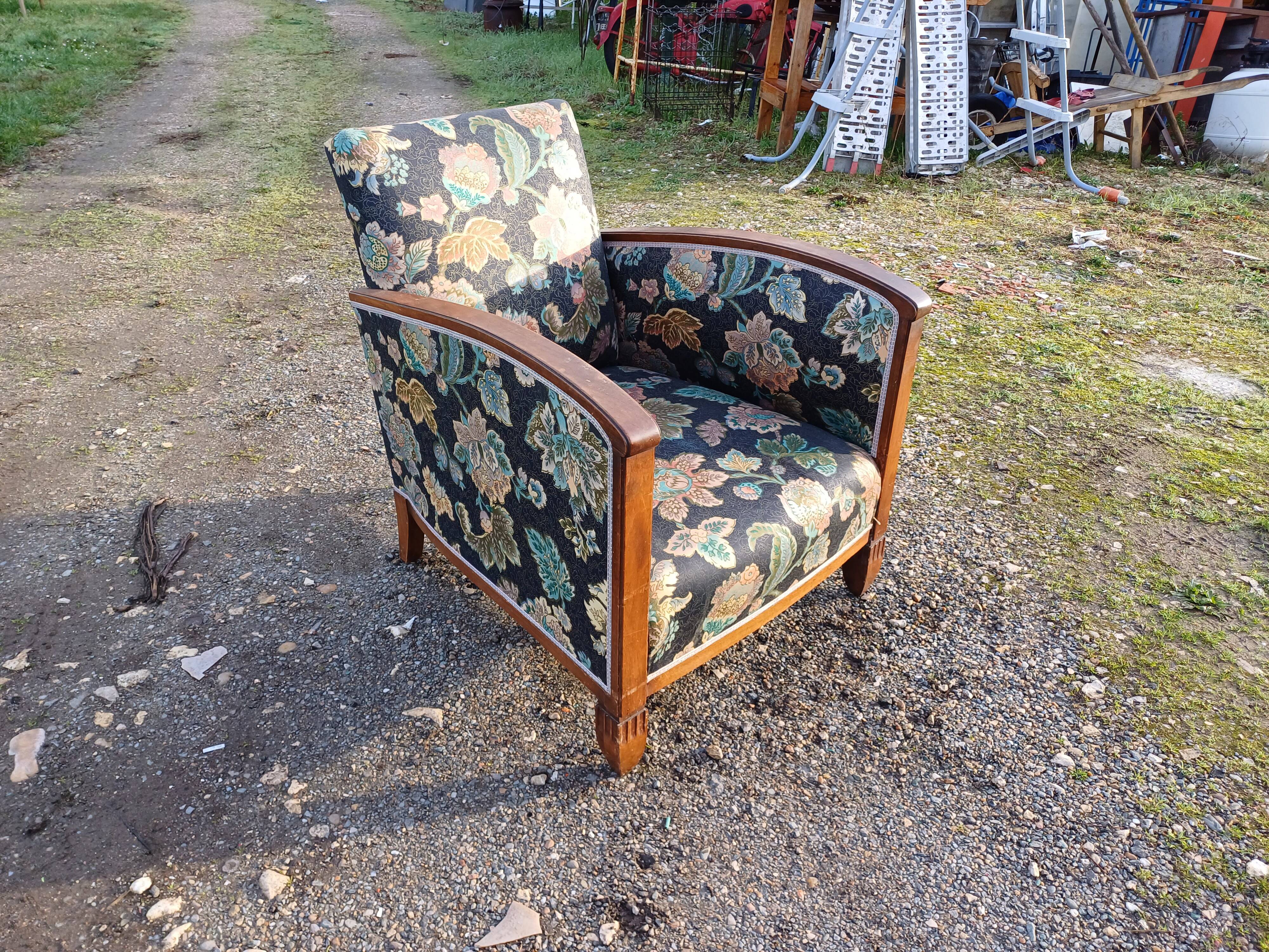Art deco walnut armchair