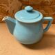 Antique Vintage Cracked Blue Ceramic Teapot