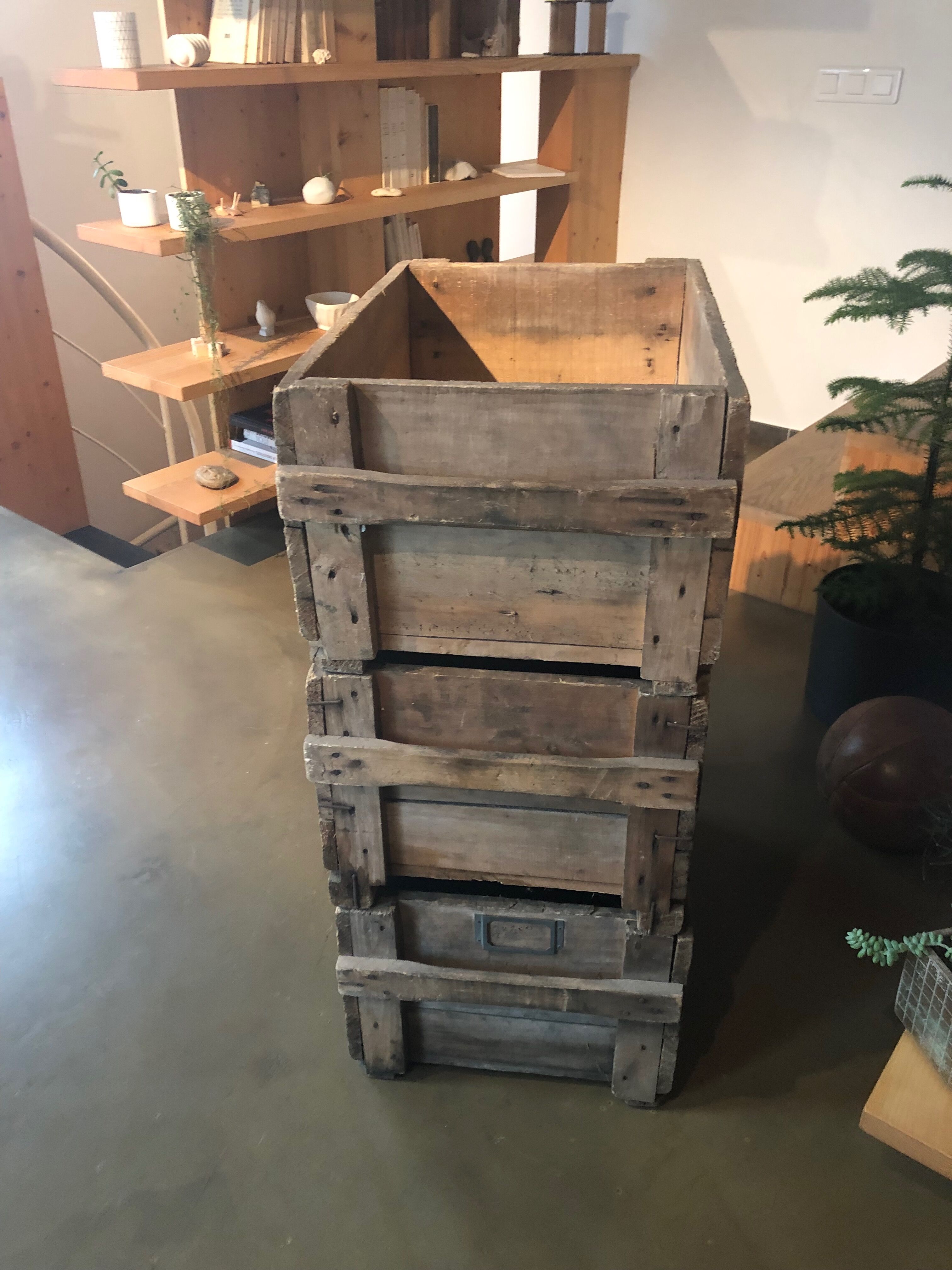 Old industrial type boxes all in wood