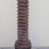 Colonne vis de pressoir en bois ancienne 19ème art populaire rustique en chêne