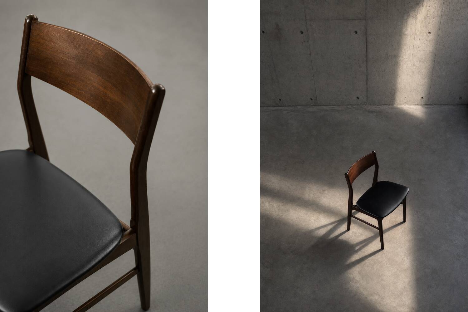 Ensemble de 4 chaises de salle à manger scandinaves modernes des années 50 en hêtre et palissandre.