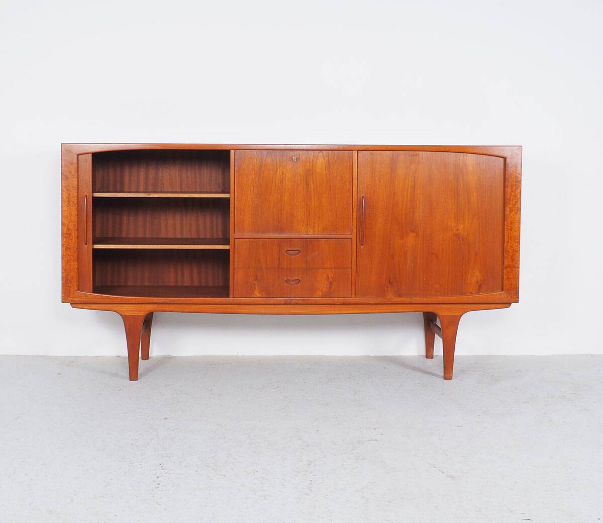 Danish Highboard with Tambour Doors, 1960s