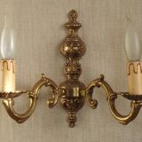 Double bronze wall light, vintage French traditional style, scrolled arms 5097.