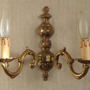 Double bronze wall light, vintage French traditional style, scrolled arms 5097.