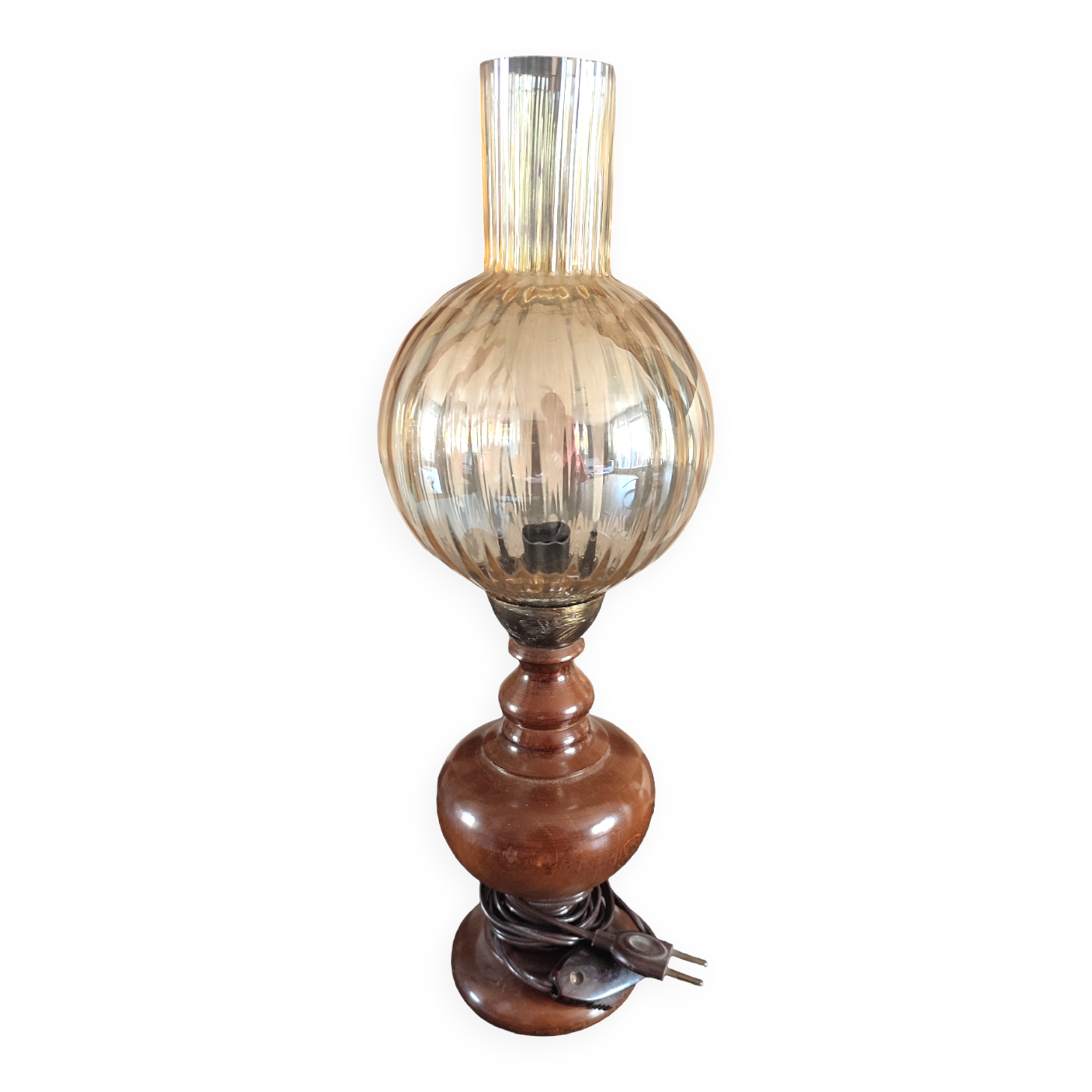 Antique smoked glass lamp