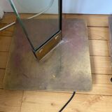 Paire de grands lampadaires en verre et laiton années 70