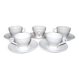 Set of 5 old cups with molded frieze in SARREGUEMINES Earthenware Opaque iron