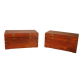 almost a pair of 19th-century marine chests with double locks