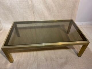 Brass coffee table and smoked glass
