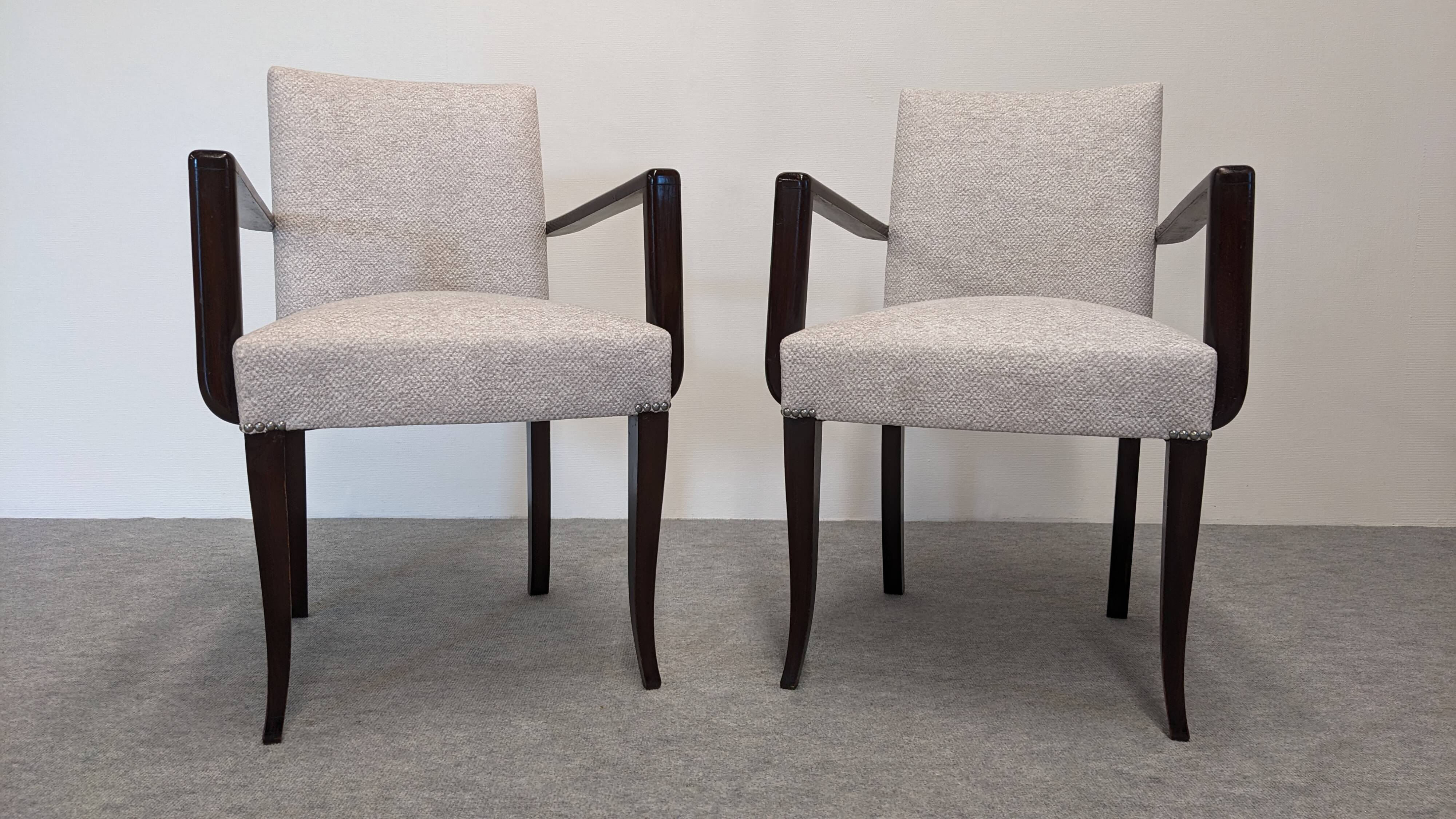 Paire de fauteuils bridges Art déco, France vers 1920