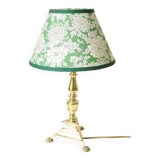 Lampe à Pied en Laiton - Abat-Jour Fleurs Liberty Vert
