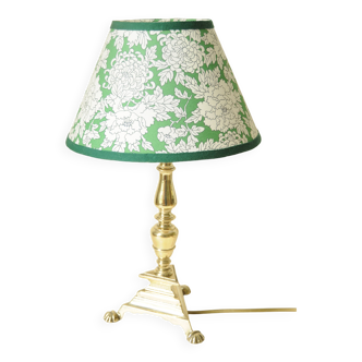 Brass Floor Lamp - Green Liberty Flower Shade