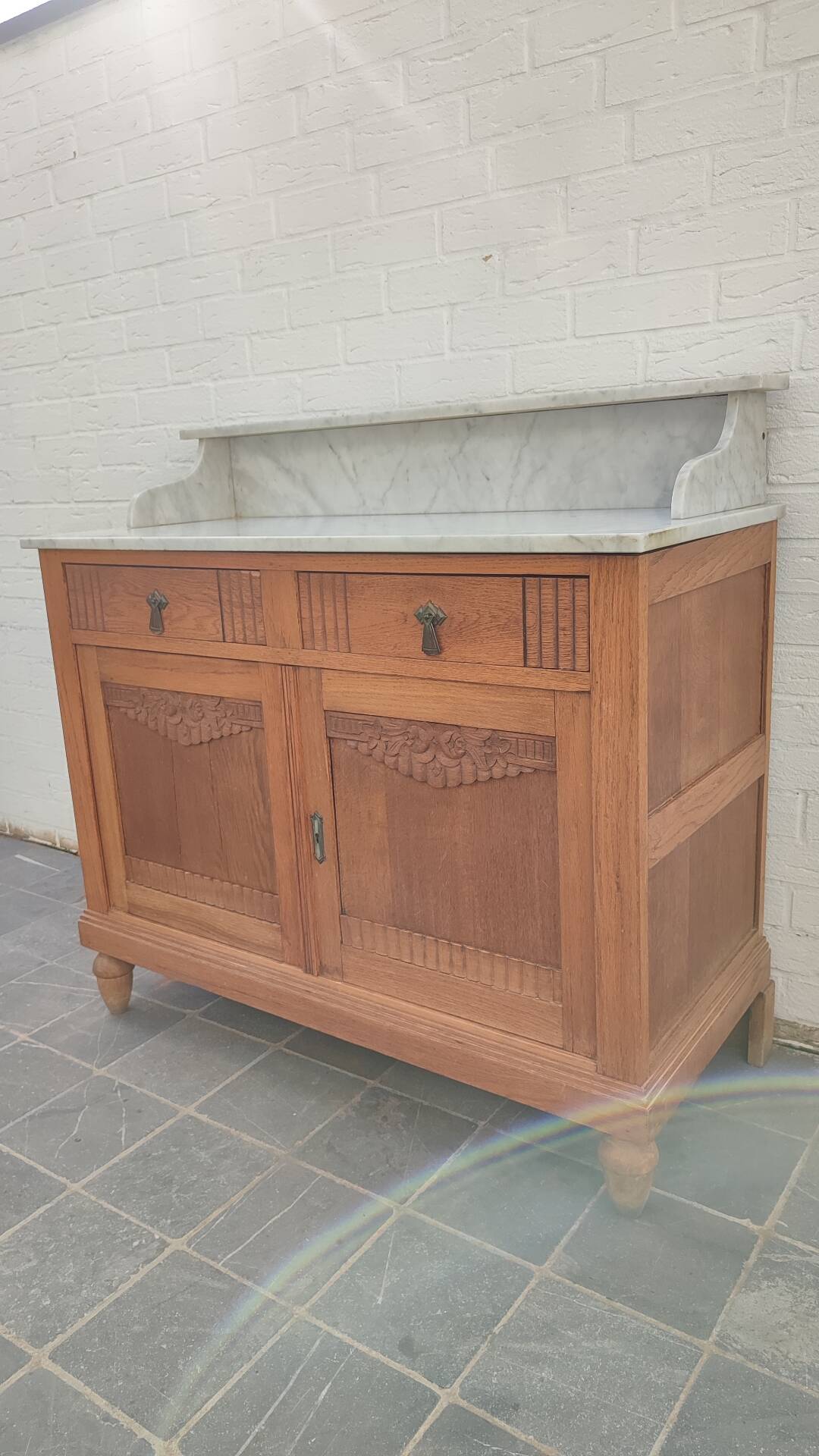 Art Deco oak and marble sideboard