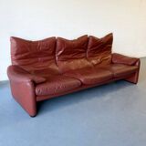3-seater sofa Cassina Maralunga in red leather