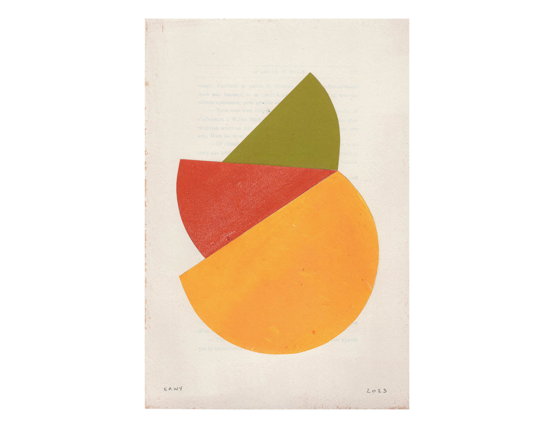 Series of 4 collages on old paper signed Eawy