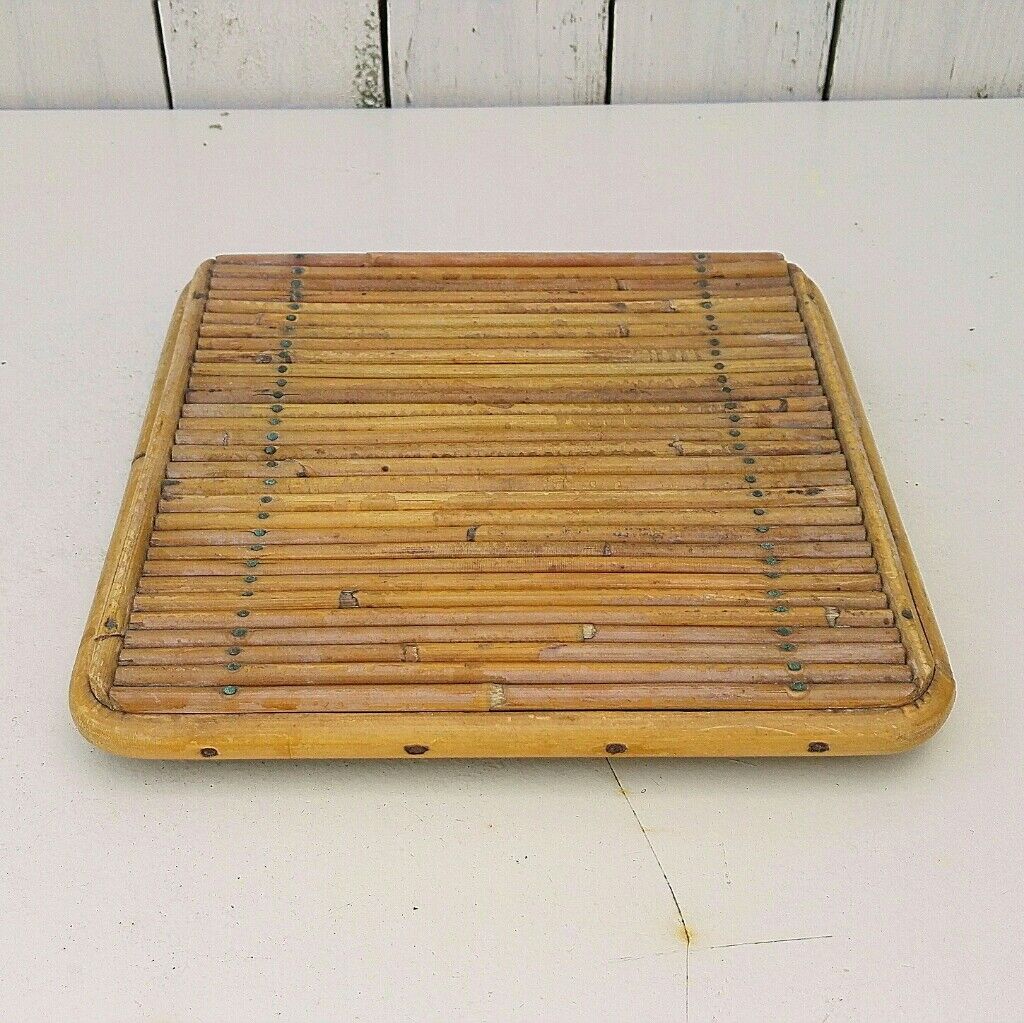 Flat rattan bottom vintage tableware