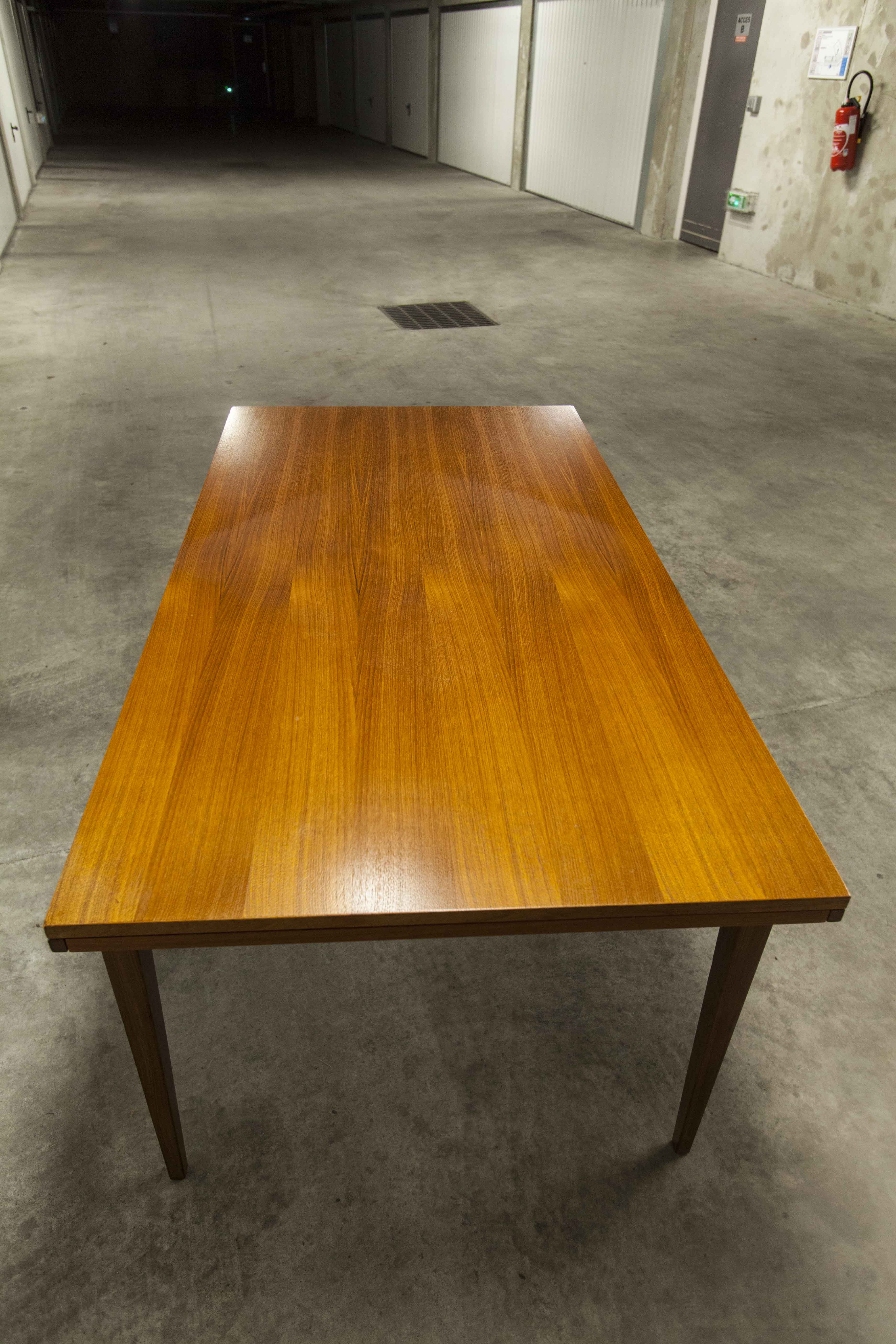 60's rectangular Scandinavian table with extension cords