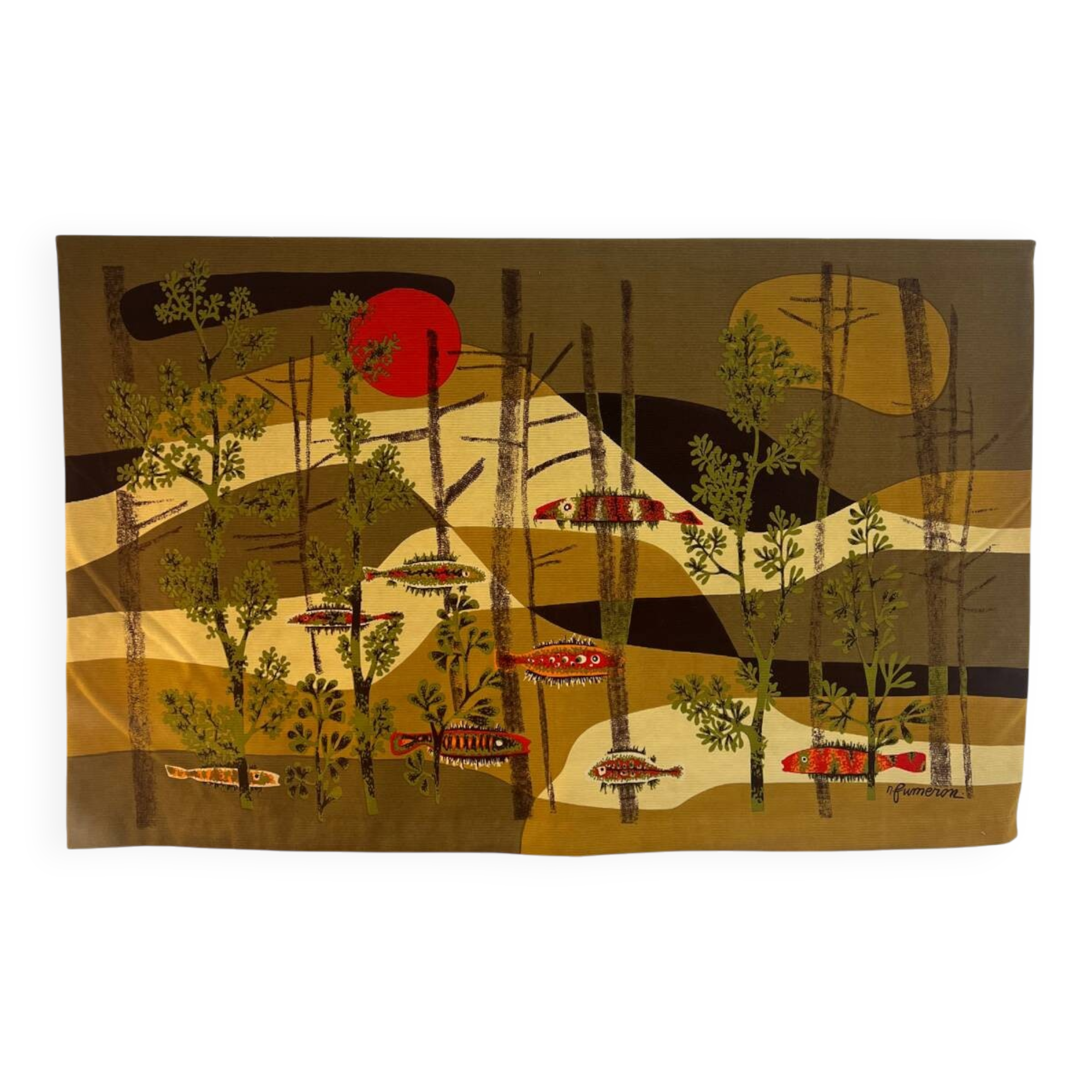 Aubusson tapestry model "Calypso" by René FUMERON for R. FOUR