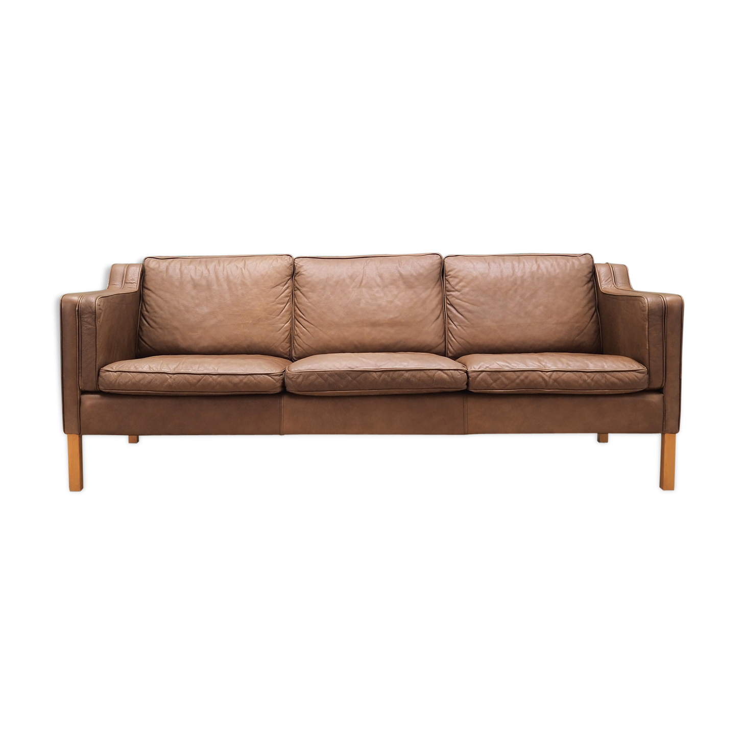 Sofa in brown leather, Danish design, 60's, designer: Mogensen Koch