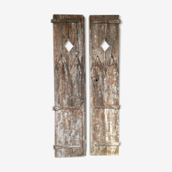 Pair of large old doors in larch XIX