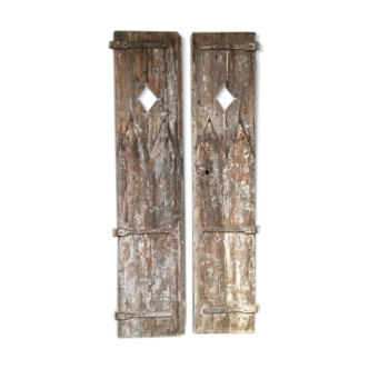 Pair of large old doors in larch XIX