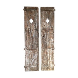 Paire de grandes portes ancienne en mélèze XIX