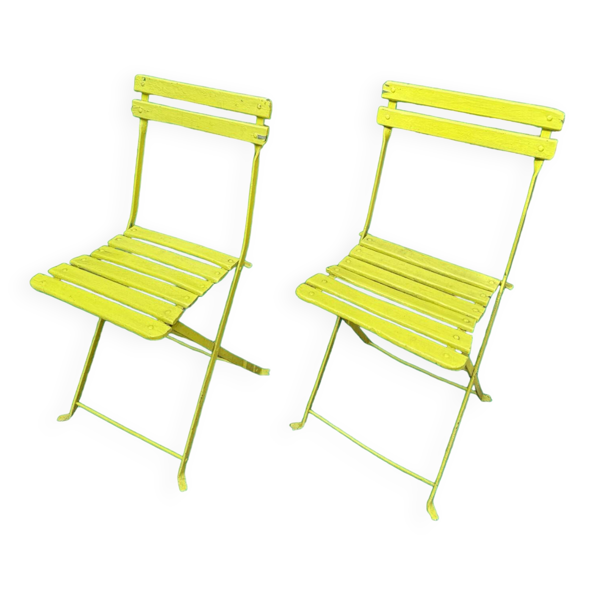 Two old folding garden chairs