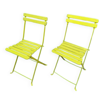 Two old folding garden chairs