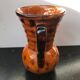 Ancient Vase With Autumn Ceramics Brown - Decor Leaves 70s Vintage