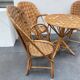 Set consisting of a table and three chairs made of chestnut slats from the 1950s/60s.