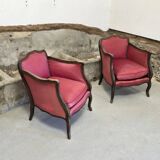 Pair of Louis XV style bergere chairs