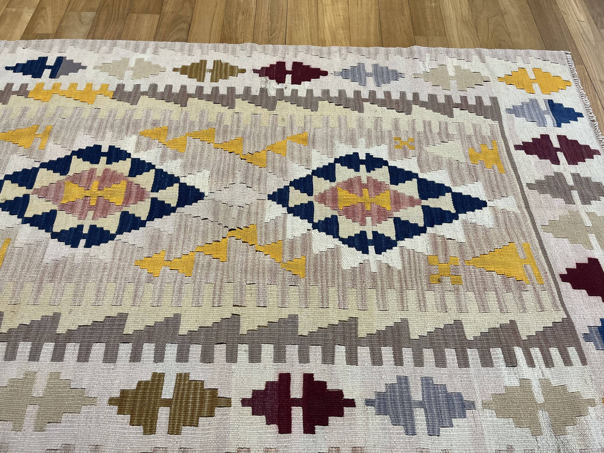 Tapis Kilim Vintage Pastel Fait Main
