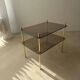 Vintage brass side table with smoked glass, 1970s
