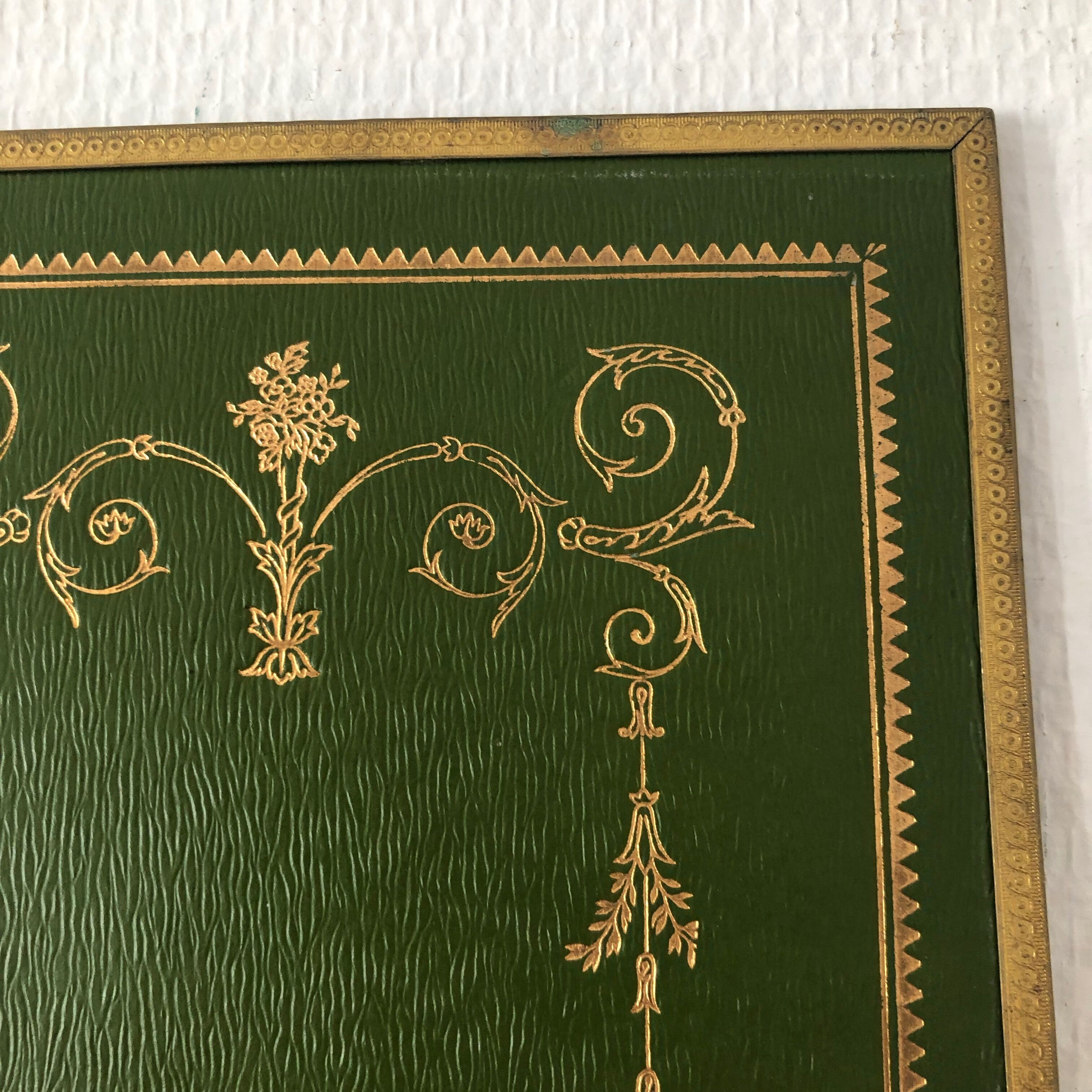 Mirror green triptych of bladder 24x56cm vintage 1900