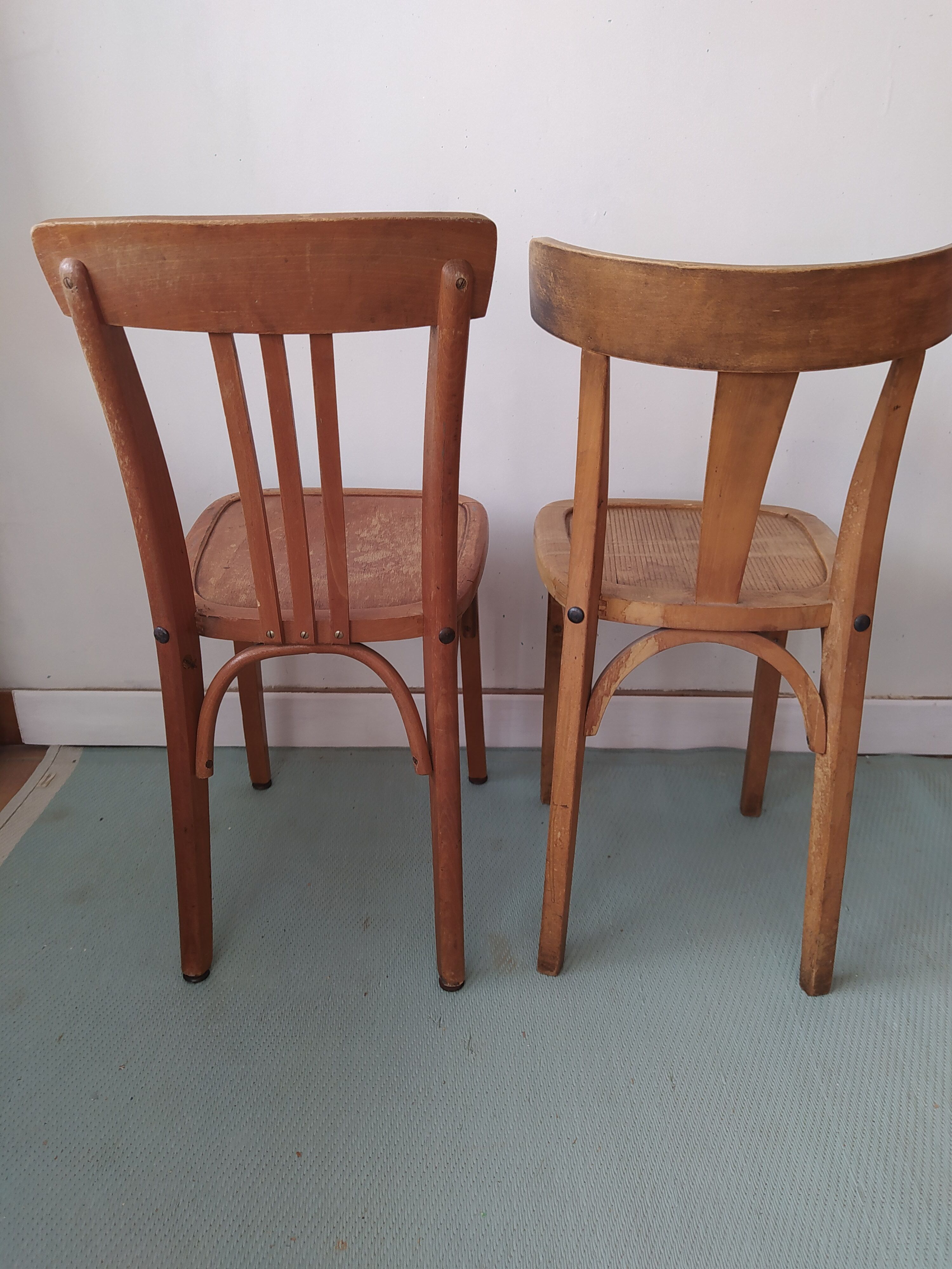 Pair of wooden bistro chairs