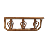 Shelf coat rack hooks vintage rattan