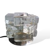 Brutalist solid bubble glass clear and red table lamps 1960s, set of 2