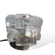 Brutalist solid bubble glass clear and red table lamps 1960s, set of 2