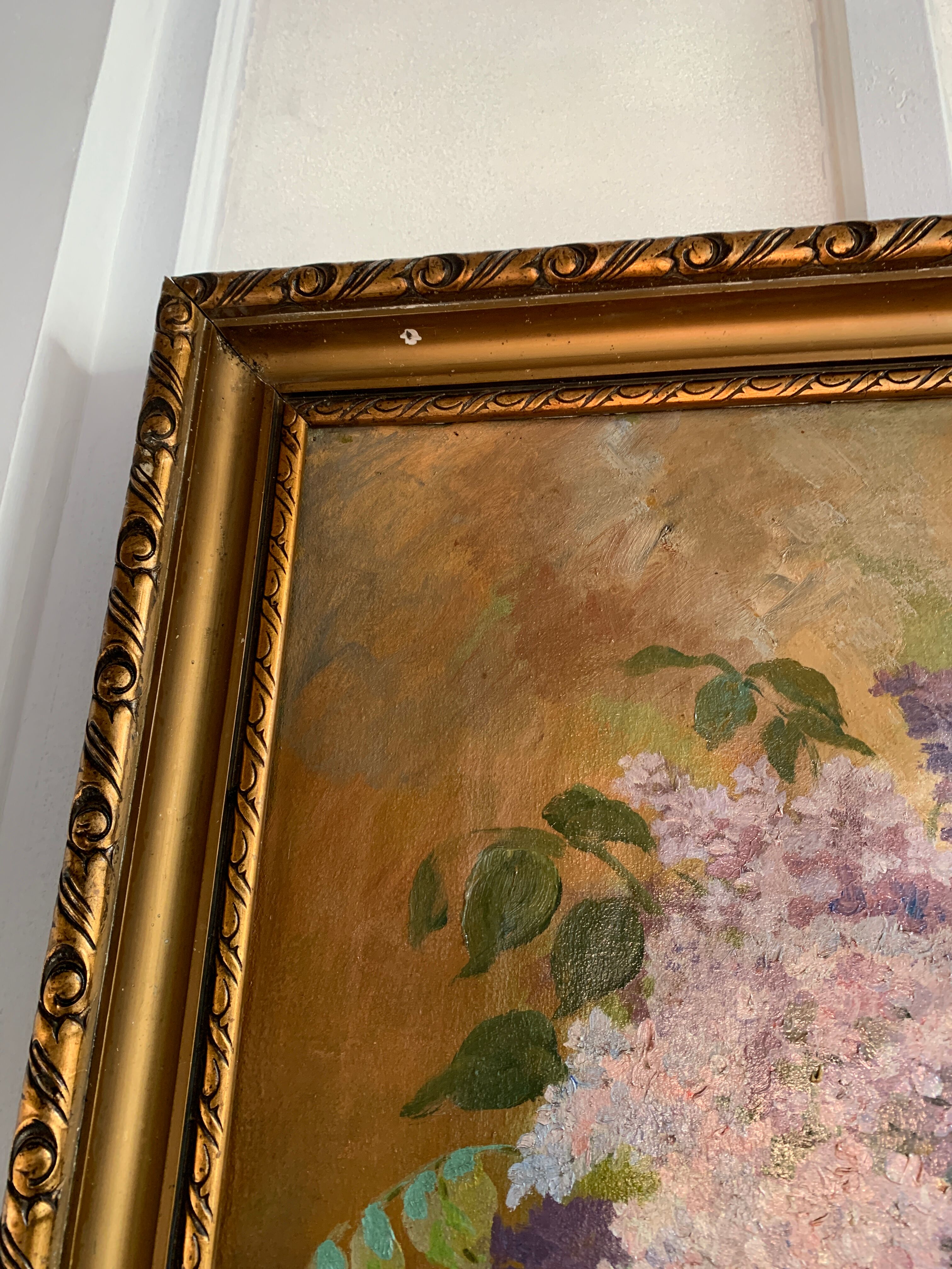 Peinture à l'huile bouquet de lilas