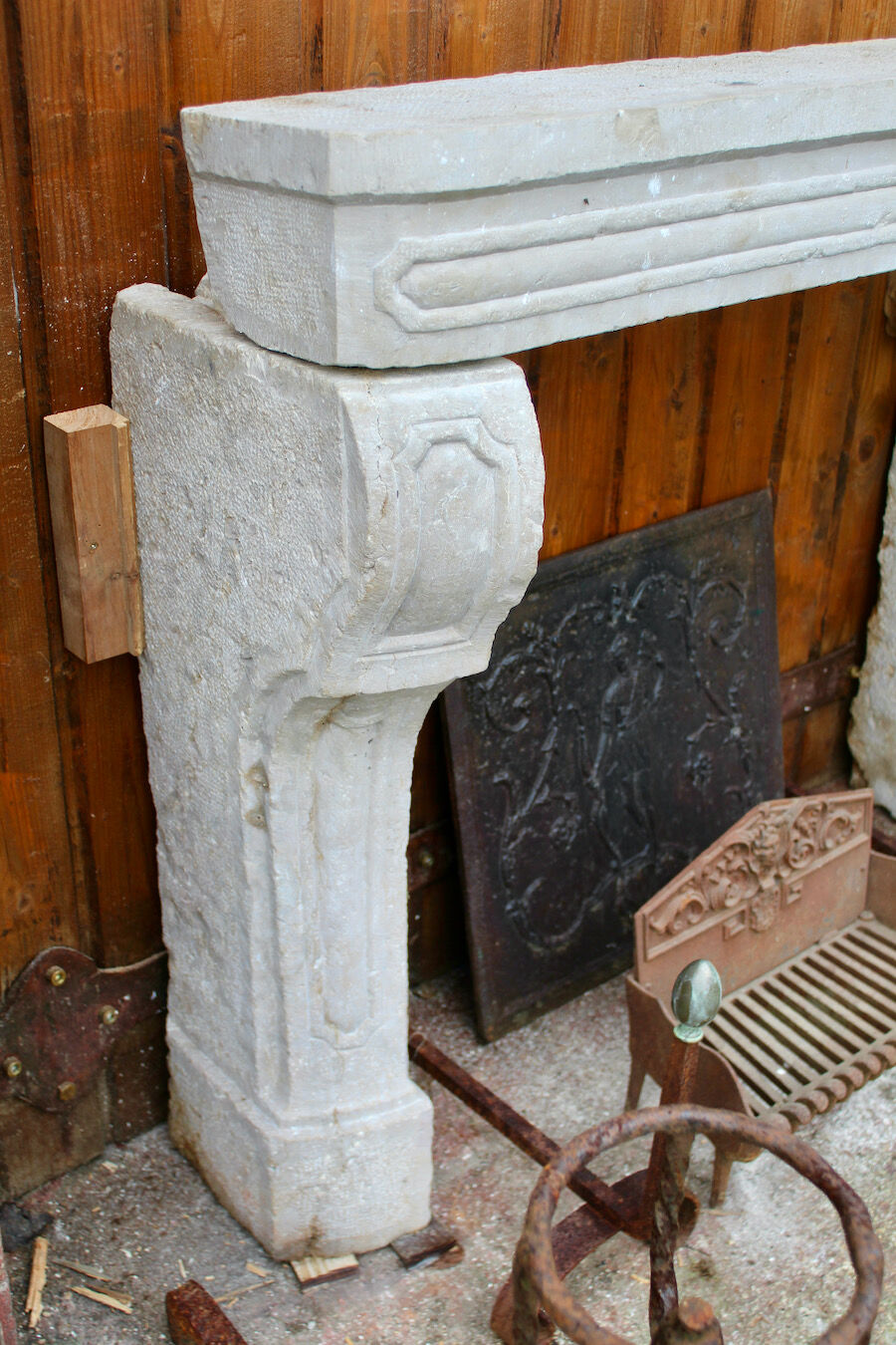 Stone fireplace