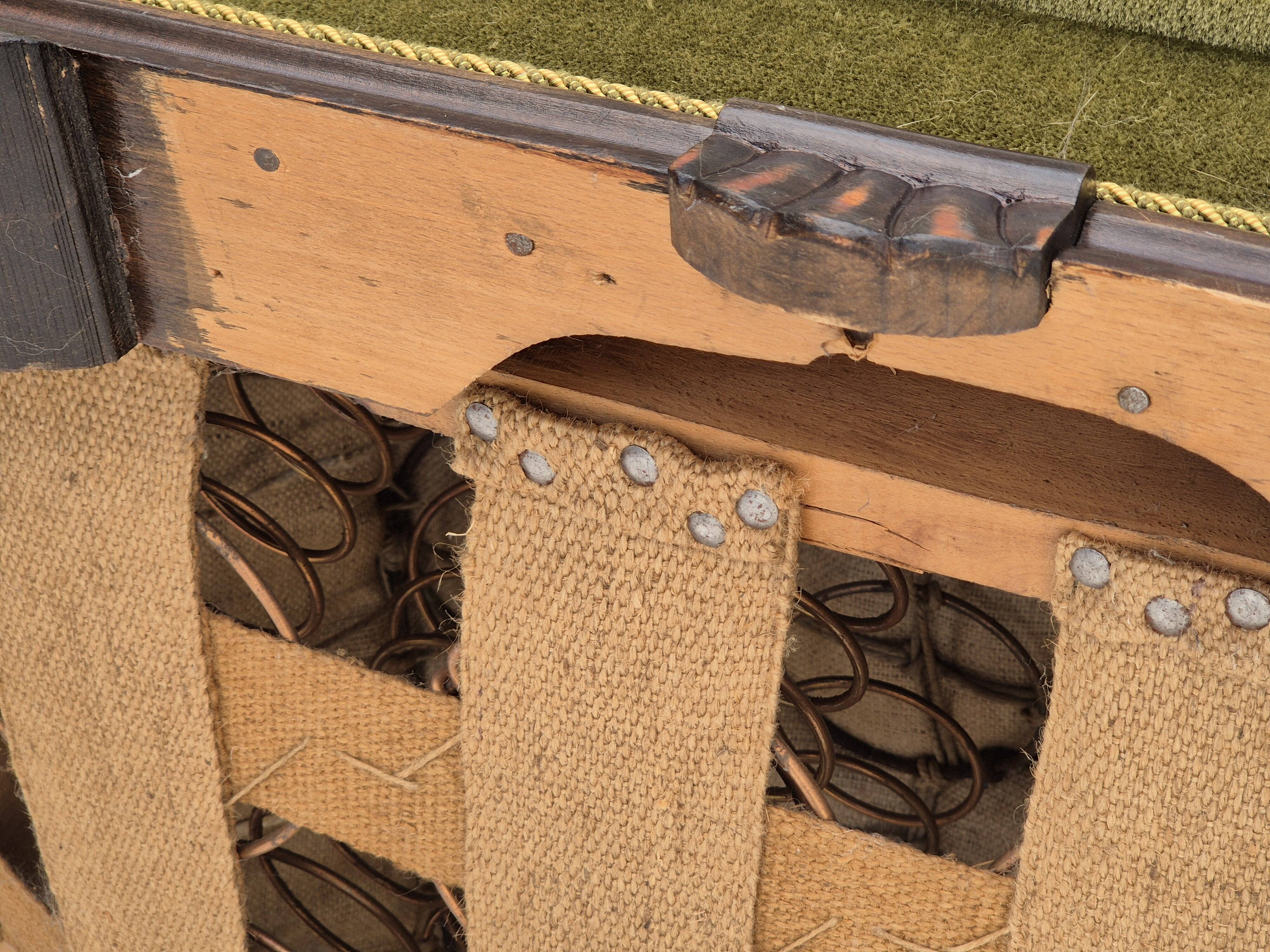 Fauteuil danois en tissu vert et chêne, 1960