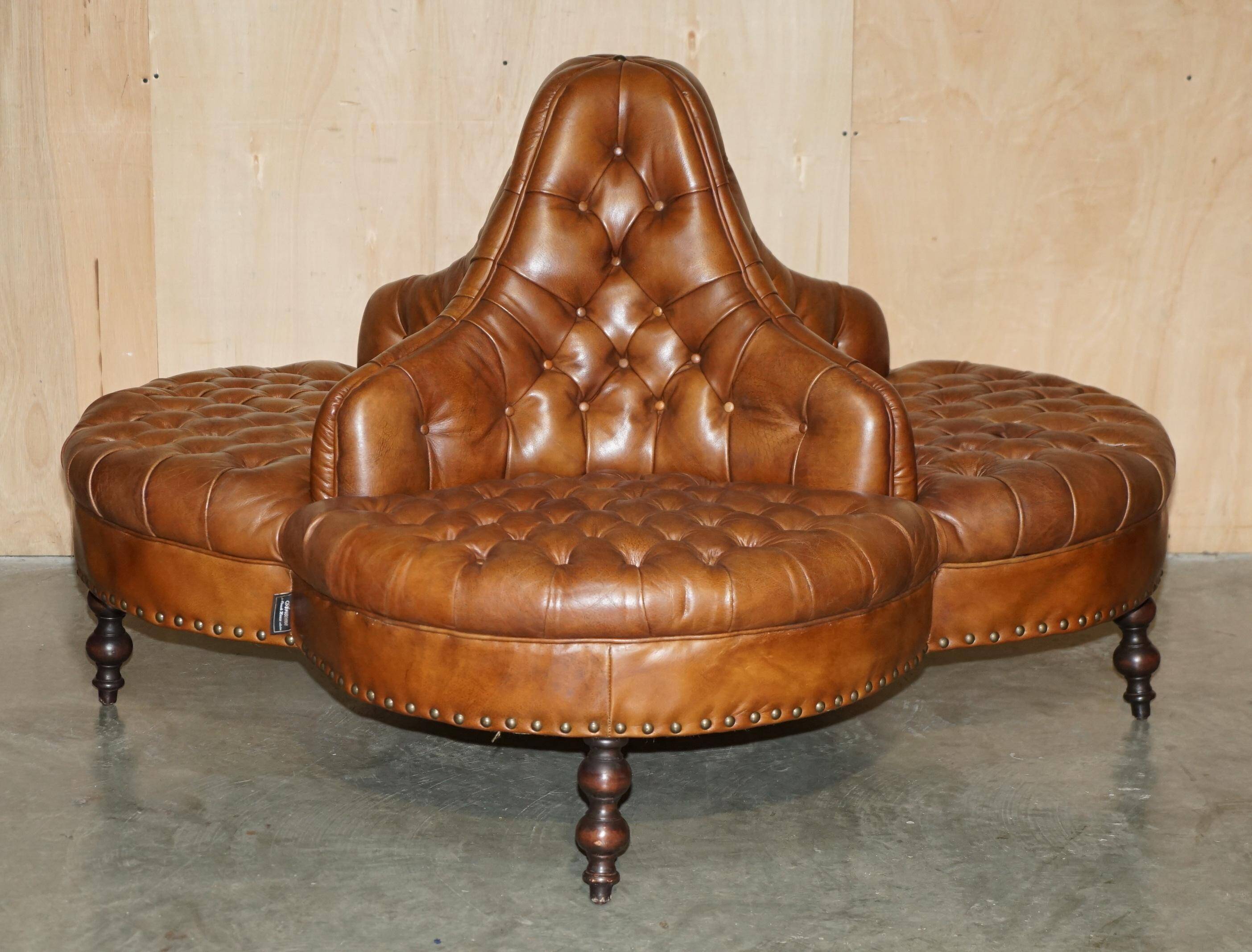 Leather Chesterfield tête-à-tête sofa, 4-seater