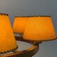 6 wooden paper head chandeliers with brass details, 1960s, Germany
