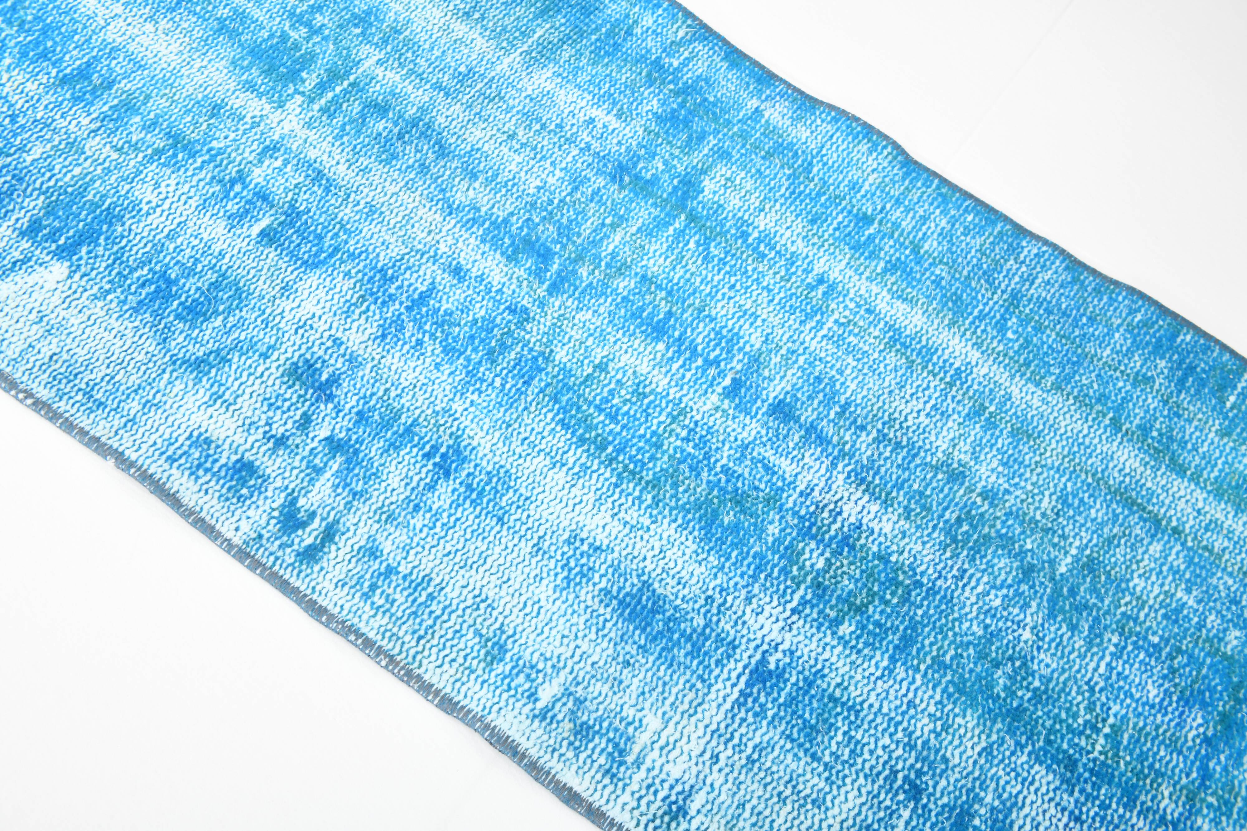 2x9 Sky Blue Classic Turkish Vintage Runner Rug, 56x268Cm