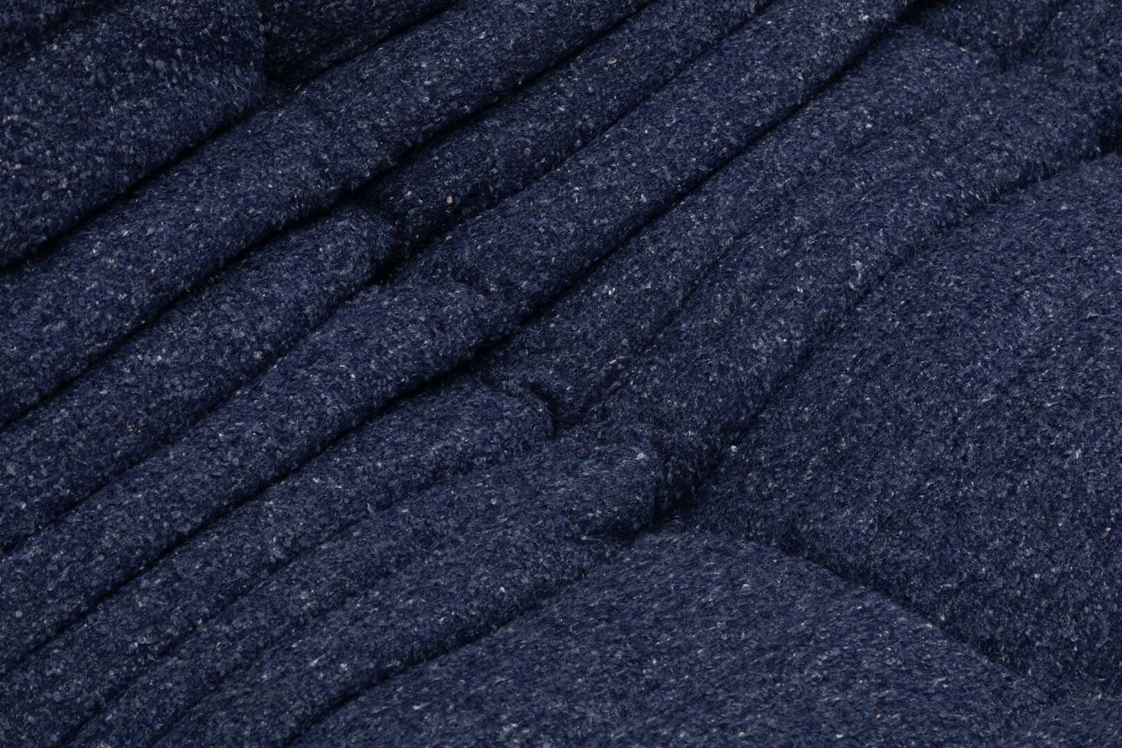 Togo three-seater sofa in dark blue boucle by Michel Ducaroy for Ligne Roset