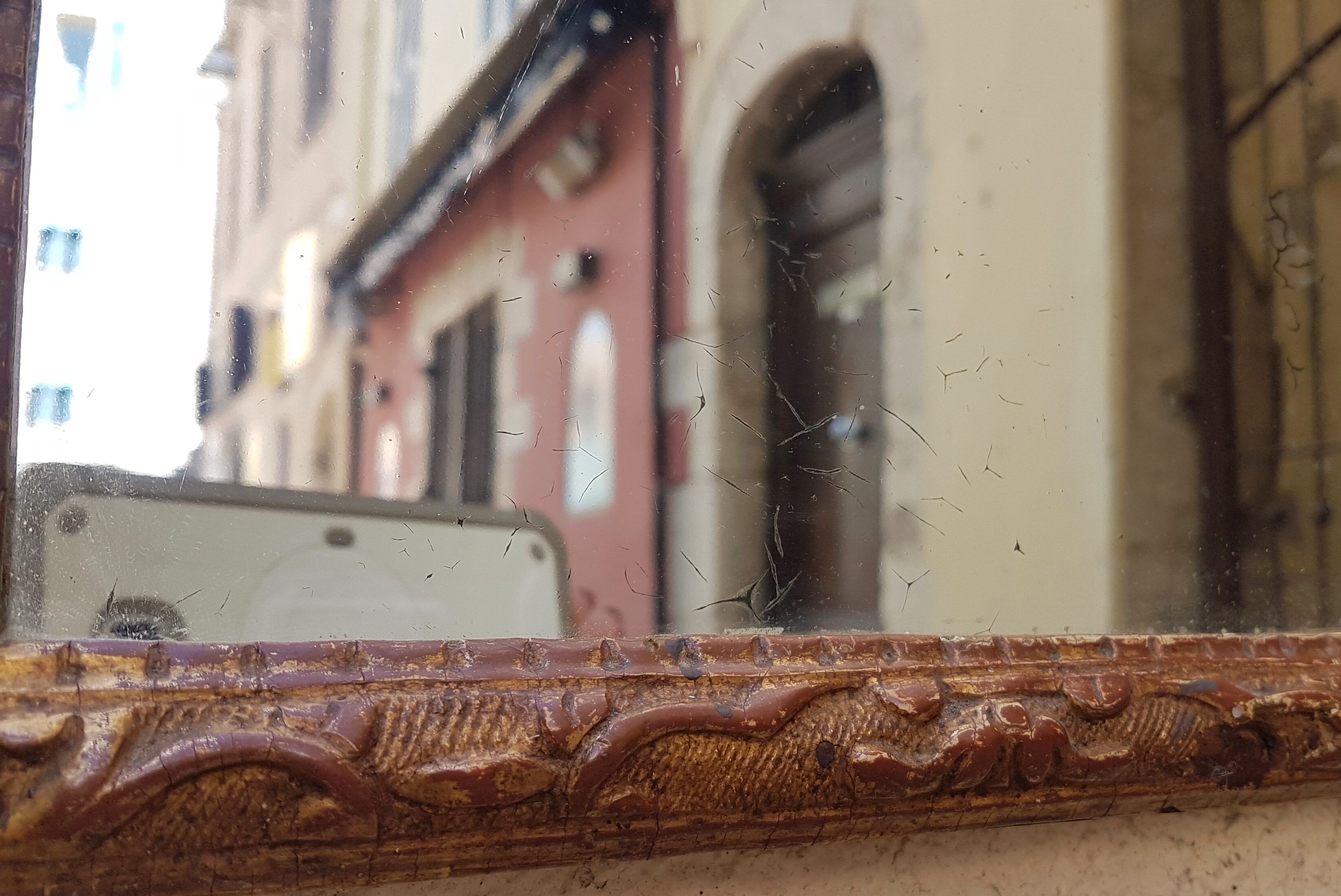 Old mirror gilded wood late nineteenth