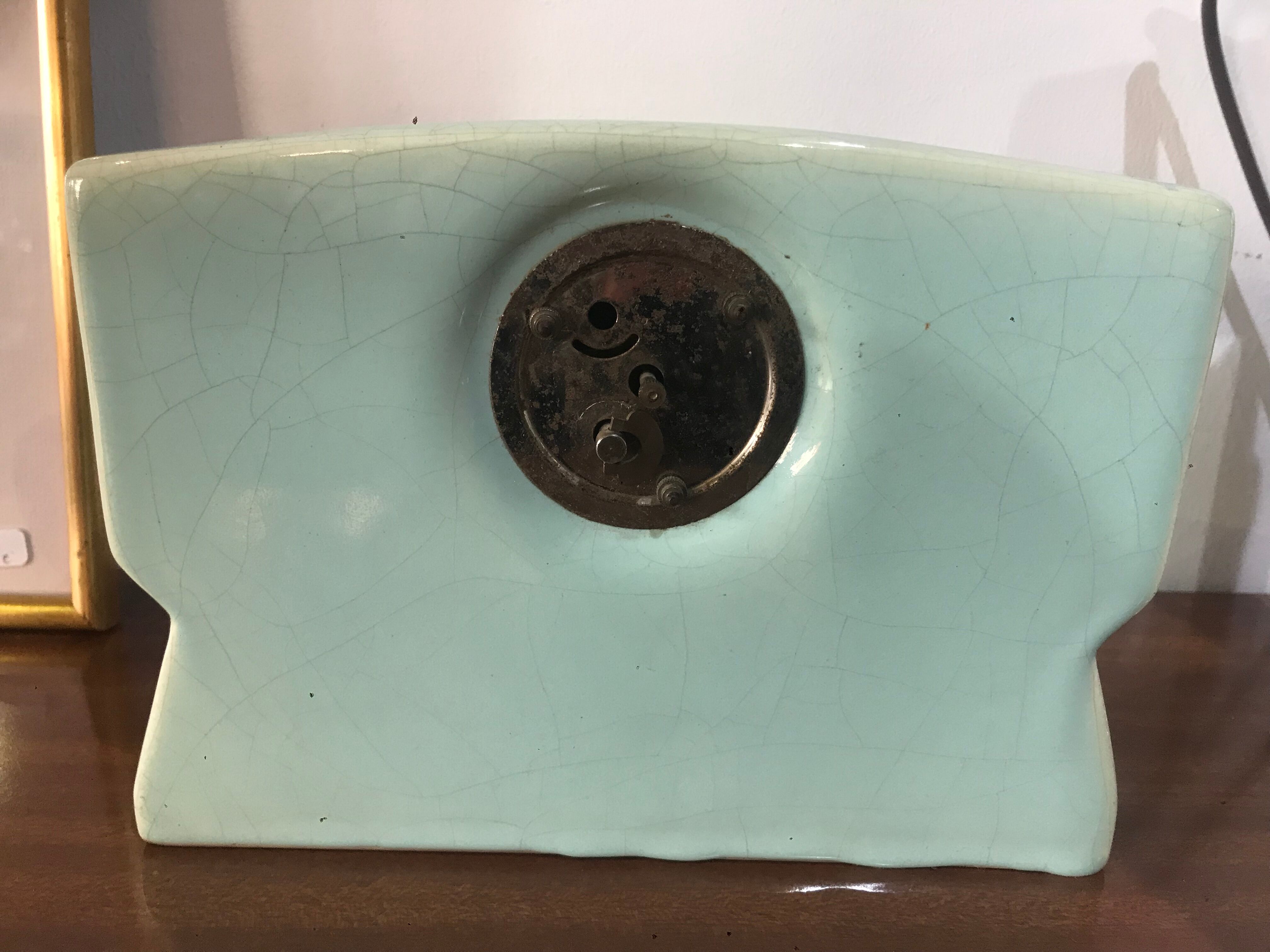 Art Deco sky blue earthenware pendulum