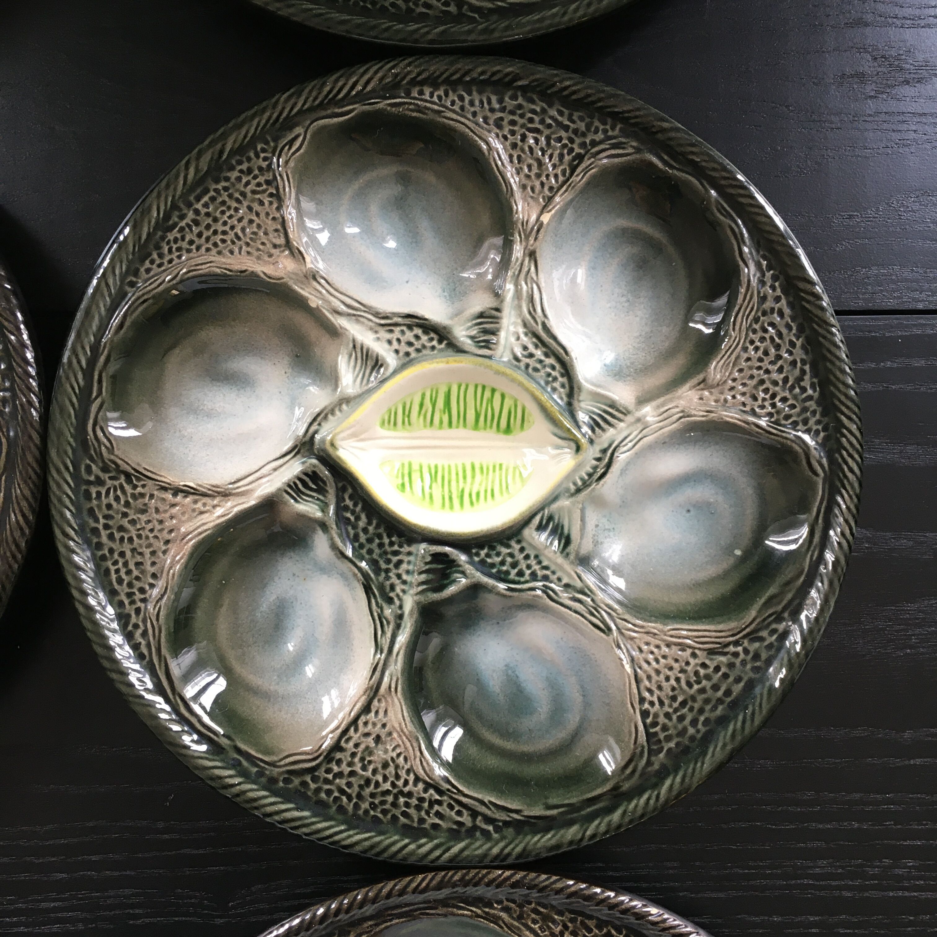 Lot de 6 assiettes à huîtres St Clément