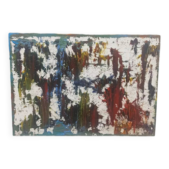 Peinture à l'huile abstraite sur toile années 70